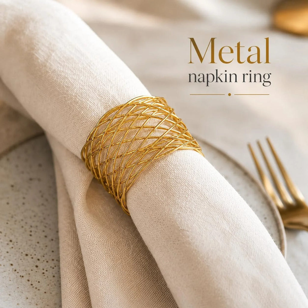 ALPHA Living HOME Gold Napkin Rings 12 Set of Premium 100% Metal, Rust-Resistant Tabletop Décor - Napkin Holders Buckles for Family Dinner, Wedding, Party, Decorations, Banquet, Party, Easter