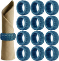 Artisan Cane Napkin Rings Set of 12, Earthy Woven Dinner Napkin Holders, Natural Bohemian Farmhouse Table Accessory for Dinner Parties & Everyday Use (Navy Blue) - ALPHA Living HOME