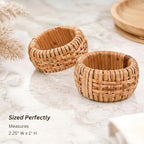 Artisan Cane Napkin Rings Set of 36, Earthy Woven Dinner Napkin Holders, Natural Bohemian Farmhouse Table Accessory for Dinner Parties & Everyday Use (Natural Brown)