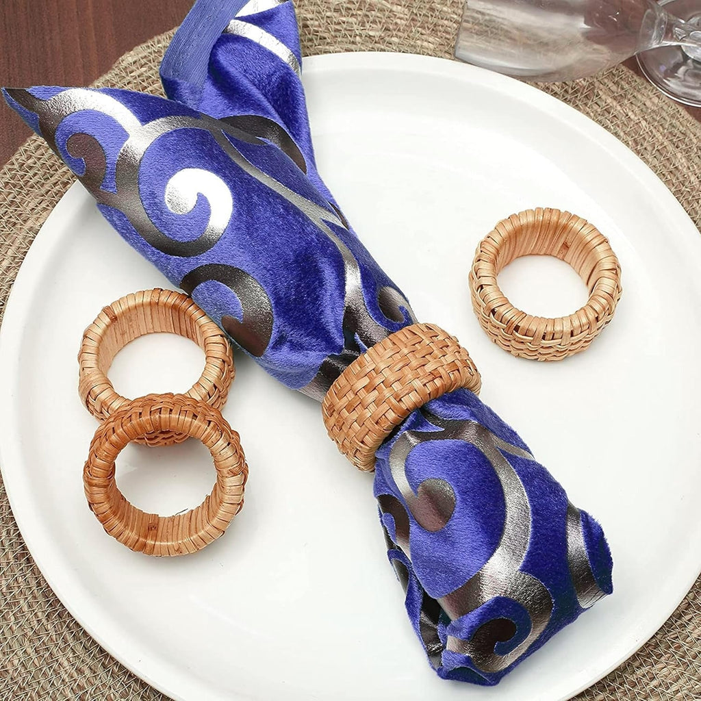 Artisan Cane Napkin Rings Set of 36, Earthy Woven Dinner Napkin Holders, Natural Bohemian Farmhouse Table Accessory for Dinner Parties & Everyday Use (Natural Brown)