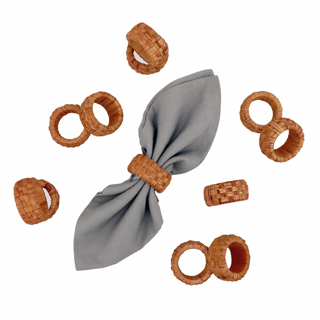 Natural Cane Napkin Rings Set of 36, Handwoven Table Decor, Bohemian Coastal Napkin Holders for Rustic Dining & Tropical Vibes - Sleek for Everyday Use (Brown) - ALPHA Living HOME