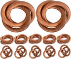 ALPHA Living HOME Set of 12 Decorative Wooden Napkin Rings - Handcrafted Three Ring Napkin Holder for Tabletop Decor for Elegant Dining, Weddings, Parties, Home, Gifting, Everyday Use (Brown)