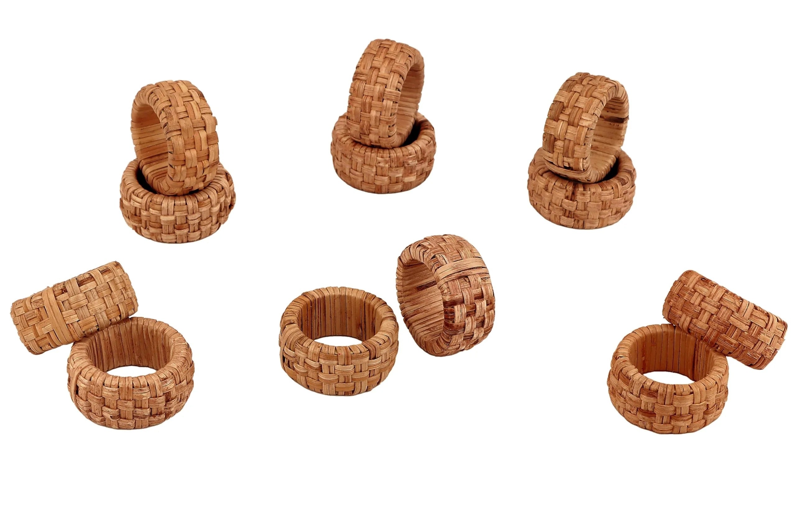 Natural Cane Napkin Rings Set of 36, Handwoven Table Decor, Bohemian Coastal Napkin Holders for Rustic Dining & Tropical Vibes - Sleek for Everyday Use (Brown) - ALPHA Living HOME