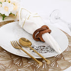 ALPHA Living HOME Set of 12 Decorative Wooden Napkin Rings - Handcrafted Three Ring Napkin Holder for Tabletop Decor for Elegant Dining, Weddings, Parties, Home, Gifting, Everyday Use (Brown)