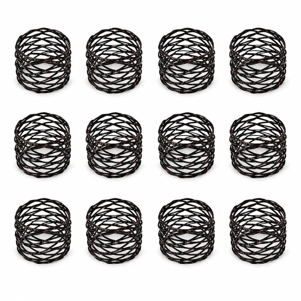 ALPHA Living HOME Napkin Rings Set 12 of Premium 100% Metal, Rust-Resistant Tabletop Décor - Napkin Holders for Family Dinner, Wedding, Party, Decorations, Banquet, Party, Easter - Bronze