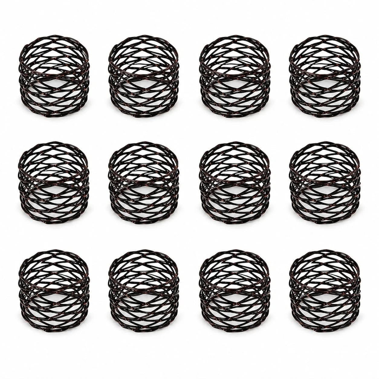 ALPHA Living HOME Napkin Rings Set 12 of Premium 100% Metal, Rust-Resistant Tabletop Décor - Napkin Holders for Family Dinner, Wedding, Party, Decorations, Banquet, Party, Easter - Bronze