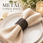 ALPHA Living HOME Napkin Rings Set 12 of Premium 100% Metal, Rust-Resistant Tabletop Décor - Napkin Holders for Family Dinner, Wedding, Party, Decorations, Banquet, Party, Easter - Bronze