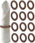 Handmade Napkin Ring Set of 12 Rustic Farmhouse Table Accessories Durable Cane Napkin Holders for Home Kitchen Everyday Dining & Seasonal Gatherings (Walnut) - ALPHA Living HOME