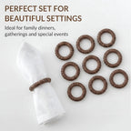 Handmade Napkin Ring Set of 12 Rustic Farmhouse Table Accessories Durable Cane Napkin Holders for Home Kitchen Everyday Dining & Seasonal Gatherings (Walnut) - ALPHA Living HOME