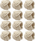 ALPHA Living HOME Handcrafted Napkin Rings Set of 12 - Woven Jute Napkin Holders, Serviette Rings - Perfect for Weddings, Thanksgiving, Christmas & Everyday Dining (Off white)