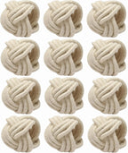 ALPHA Living HOME Handcrafted Napkin Rings Set of 12 - Woven Jute Napkin Holders, Serviette Rings - Perfect for Weddings, Thanksgiving, Christmas & Everyday Dining (Off white)