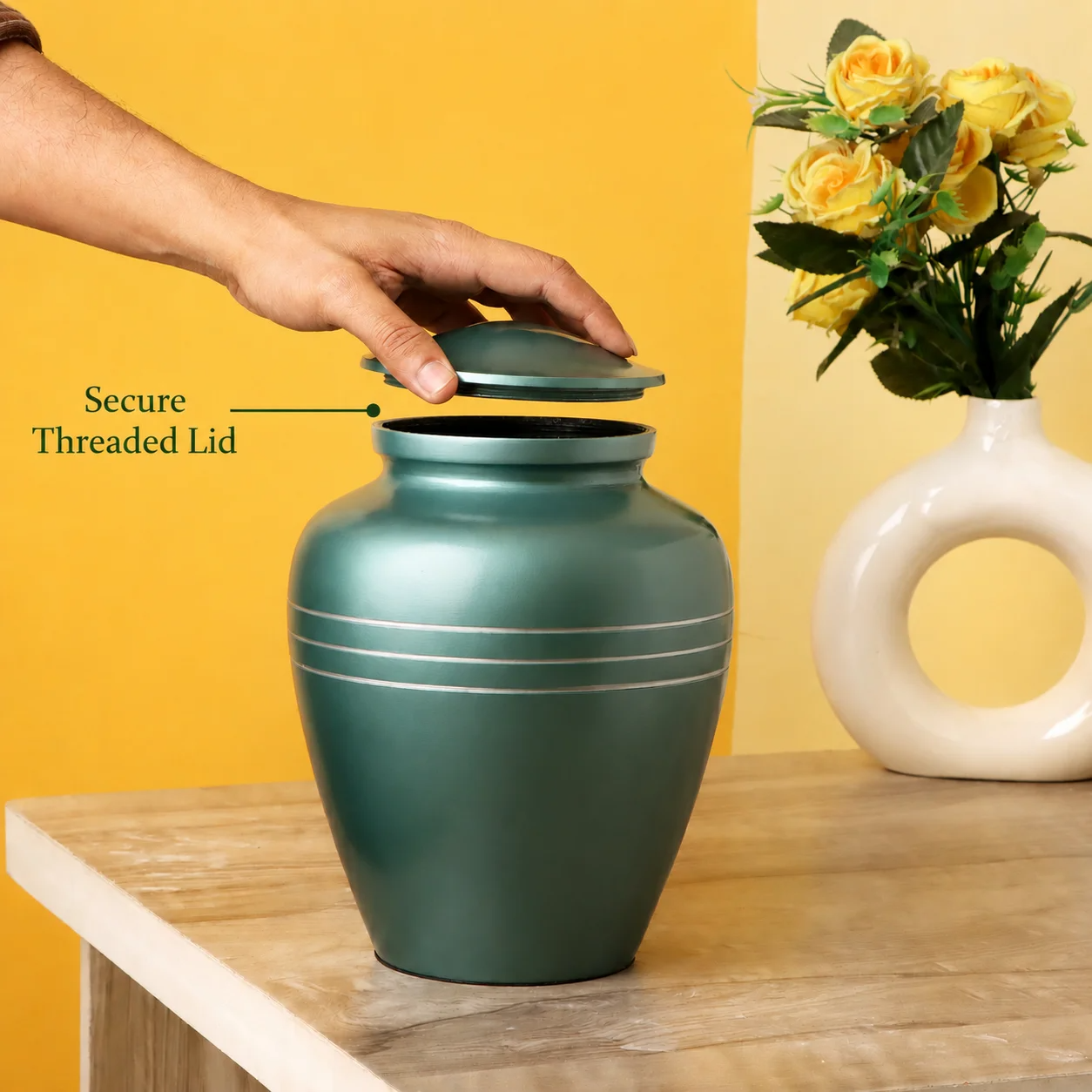 Memorials Cremation Urns for Human Ashes Cremation Urn Funeral Urns for Adult Female & Male Decorative Burial Urn Holds Large up to 220 lbs (Sky Blue Silver) - ALPHA Living HOME