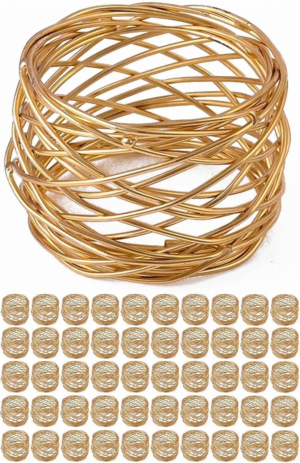 Durable Metal Iron Napkin Rings for Table Decor, Elegant Metal Table Setting Accessory , Rustic Napkin Holder for Modern Farmhouse & Everyday Dining Set of 50 (Gold) - ALPHA Living HOME