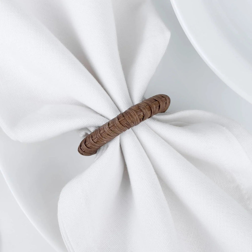 Handmade Napkin Ring Set of 12 Rustic Farmhouse Table Accessories Durable Cane Napkin Holders for Home Kitchen Everyday Dining & Seasonal Gatherings (Walnut) - ALPHA Living HOME