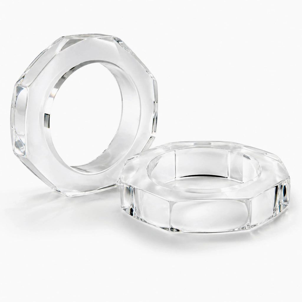 Clear Acrylic Napkin Rings Set of 12 - Modern Geometric Napkin Ring Holders for Weddings, Dining Tables & Elegant Table Décor - ALPHA Living HOME