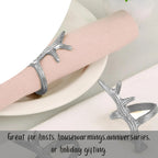 Set of 12 Antler Napkin Rings for Dining Table Décor - Rustic Metal Napkin Holder Rings for Christmas, Weddings, Parties, Holiday Dinner & Everyday Use (Silver) - ALPHA Living HOME