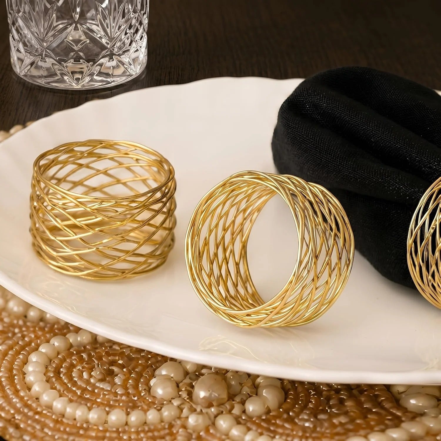 Durable Metal Iron Napkin Rings for Table Decor, Elegant Metal Table Setting Accessory , Rustic Napkin Holder for Modern Farmhouse & Everyday Dining Set of 50 (Gold) - ALPHA Living HOME