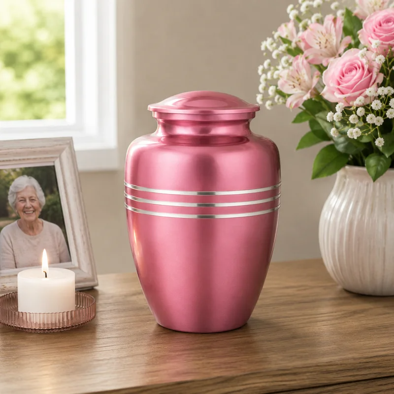 Memorials Cremation Urns for Human Ashes Cremation Urn Funeral Urns for Adult Female & Male Decorative Burial Urn Holds Large up to 220 lbs (Pink Silver) - ALPHA Living HOME