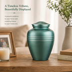 Memorials Cremation Urns for Human Ashes Cremation Urn Funeral Urns for Adult Female & Male Decorative Burial Urn Holds Large up to 220 lbs (Sky Blue Silver) - ALPHA Living HOME