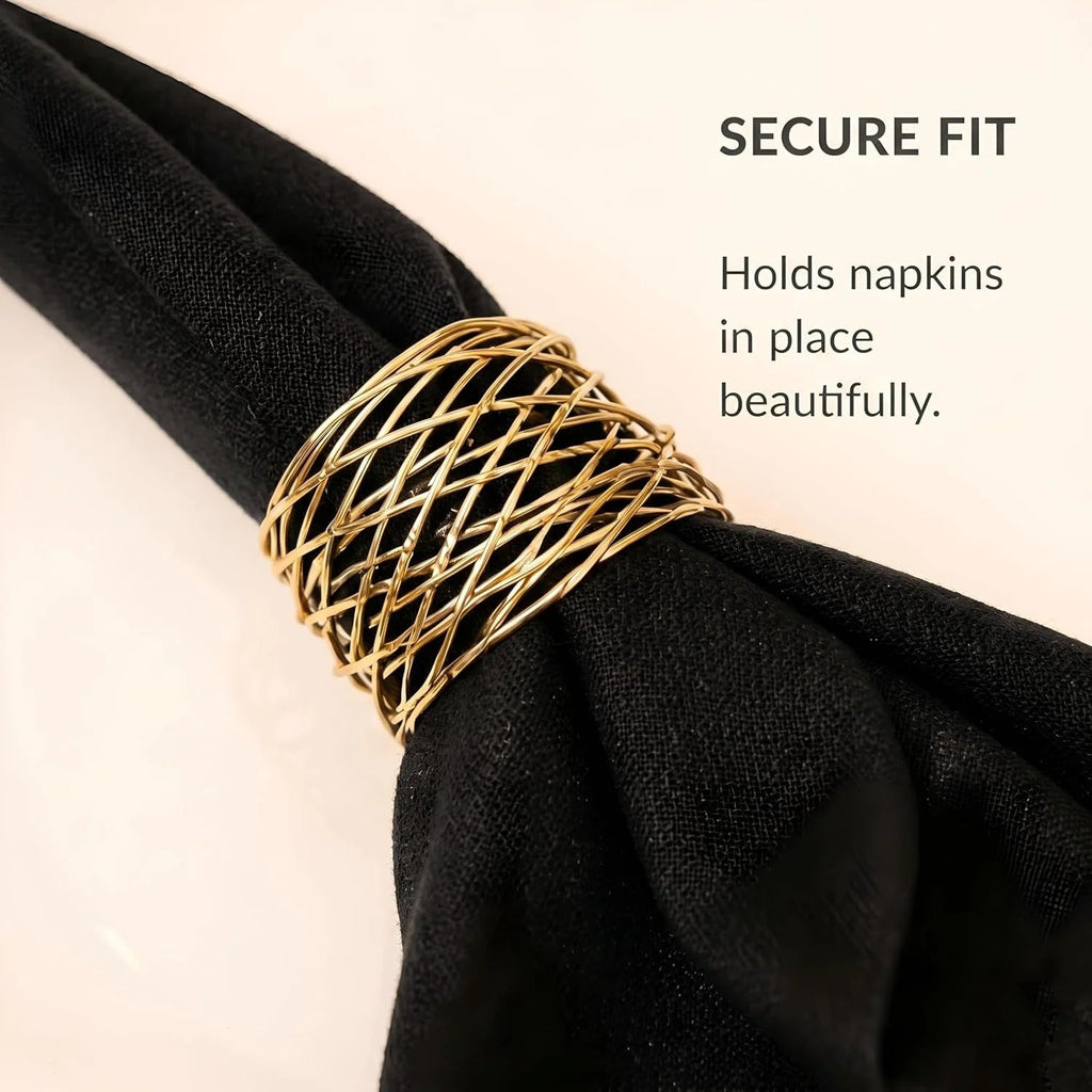 Durable Metal Iron Napkin Rings for Table Decor, Elegant Metal Table Setting Accessory , Rustic Napkin Holder for Modern Farmhouse & Everyday Dining Set of 50 (Gold) - ALPHA Living HOME