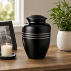 Memorials Cremation Urns for Human Ashes Cremation Urn Funeral Urns for Adult Female & Male Decorative Burial Urn Holds Large up to 220 lbs (Black Silver) - ALPHA Living HOME