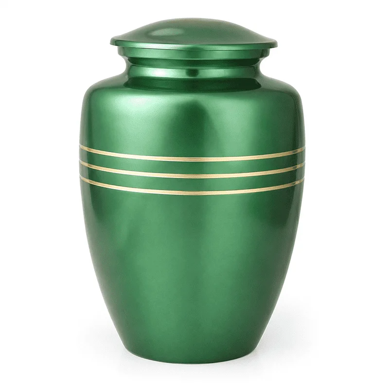 Memorials Cremation Urns for Human Ashes Cremation Urn Funeral Urns for Adult Female & Male Decorative Burial Urn Holds Large up to 220 lbs (Green Gold) - ALPHA Living HOME