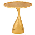 ALPHA Living HOME End Table for Living Room, 15x18" Round Metal Side Table with Pedestal Base for Small Spaces, Modern Gold Accent Coffee Table for Bedroom, Balcony & Indoor Use