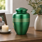 Memorials Cremation Urns for Human Ashes Cremation Urn Funeral Urns for Adult Female & Male Decorative Burial Urn Holds Large up to 220 lbs (Green Gold) - ALPHA Living HOME