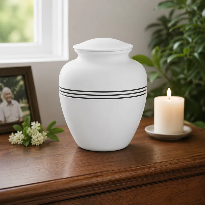 Memorials Cremation Urns for Human Ashes Cremation Urn Funeral Urns for Adult Female & Male Decorative Burial Urn Holds Large up to 220 lbs (White Black) - ALPHA Living HOME