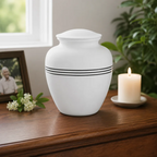 Memorials Cremation Urns for Human Ashes Cremation Urn Funeral Urns for Adult Female & Male Decorative Burial Urn Holds Large up to 220 lbs (White Black) - ALPHA Living HOME