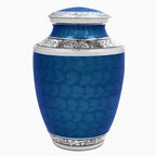 ALPHA Living HOME Cremation Urns for Human Ashes Adult – Decorative Memorial Funeral Urn with Secure Screw Lid, Handcrafted Metal Burial Urn for Men & Women (Blue & Silver)