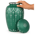Adult Aluminum Cremation Urn for Human Ashes, Dignified Memorial Urn, Durable Metal Funeral Urn with Secure Lid, Funeral Urn for Loved Ones (Green) - ALPHA Living HOME