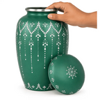 Adult Aluminum Cremation Urn for Human Ashes, Dignified Memorial Urn, Durable Metal Funeral Urn with Secure Lid, Funeral Urn for Loved Ones (Green) - ALPHA Living HOME