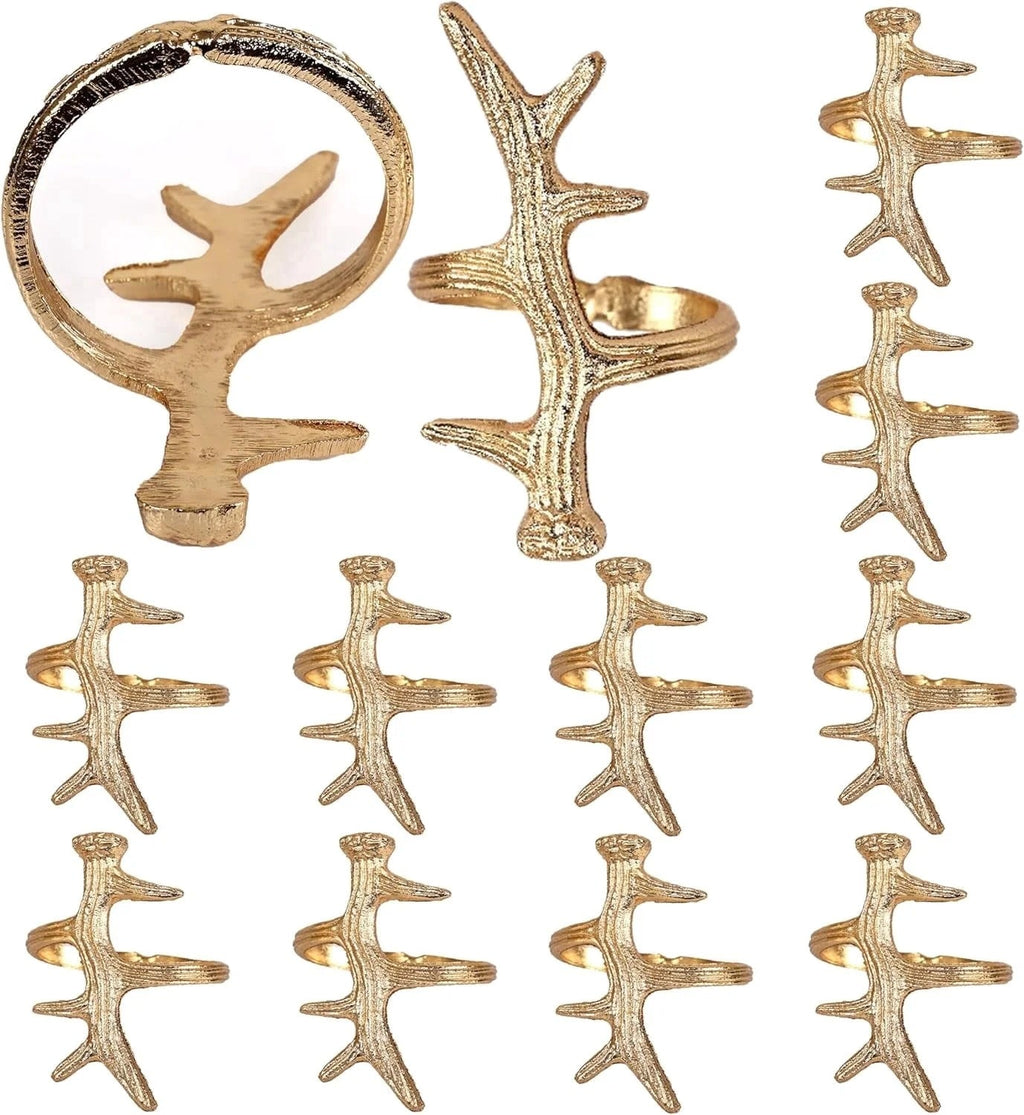 12 Pcs Napkin Rings Set - Farmhouse Cloth Napkin Holders - Ideal Décor for Christmas, Weddings, Family Gatherings, Formal Dinners, Banquets & Everyday Dining (Gold) - ALPHA Living HOME