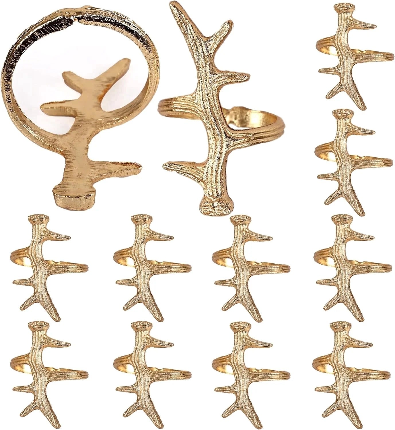 12 Pcs Napkin Rings Set - Farmhouse Cloth Napkin Holders - Ideal Décor for Christmas, Weddings, Family Gatherings, Formal Dinners, Banquets & Everyday Dining (Gold) - ALPHA Living HOME