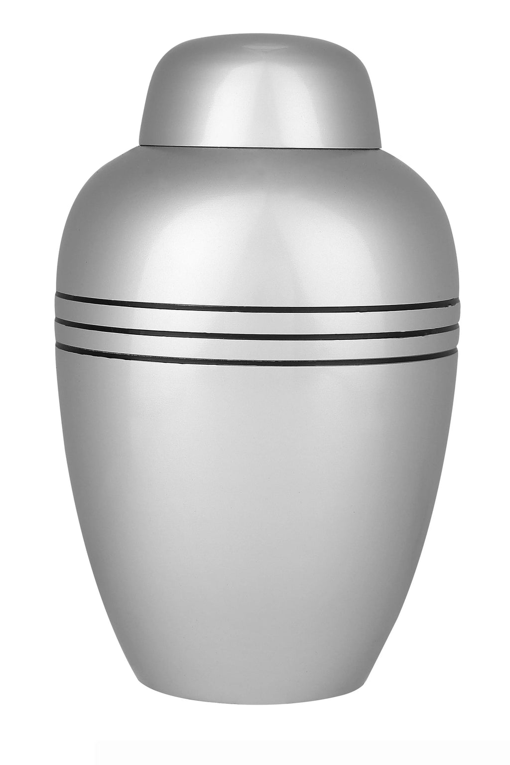 ALPHA Living HOME Handcrafted Aluminum Cremation Urn for Ashes – 10.5" Adult Funeral Memorial in Elegant with Secure Screw Lid - Silver Black