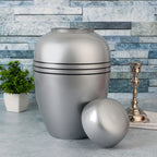 ALPHA Living HOME Handcrafted Aluminum Cremation Urn for Ashes – 10.5" Adult Funeral Memorial in Elegant with Secure Screw Lid - Silver Black