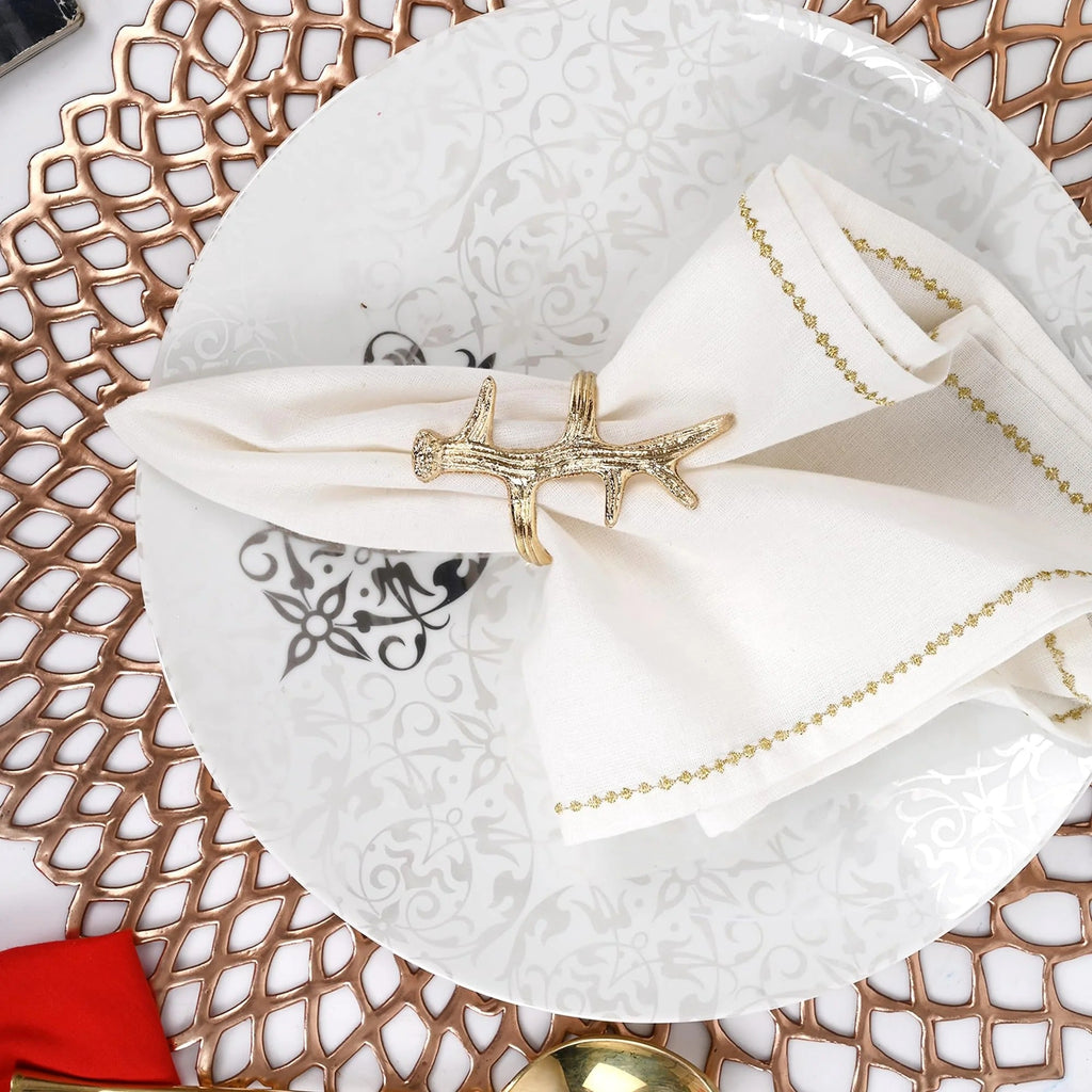 12 Pcs Napkin Rings Set - Farmhouse Cloth Napkin Holders - Ideal Décor for Christmas, Weddings, Family Gatherings, Formal Dinners, Banquets & Everyday Dining (Gold) - ALPHA Living HOME