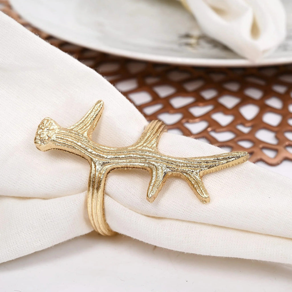 12 Pcs Napkin Rings Set - Farmhouse Cloth Napkin Holders - Ideal Décor for Christmas, Weddings, Family Gatherings, Formal Dinners, Banquets & Everyday Dining (Gold) - ALPHA Living HOME