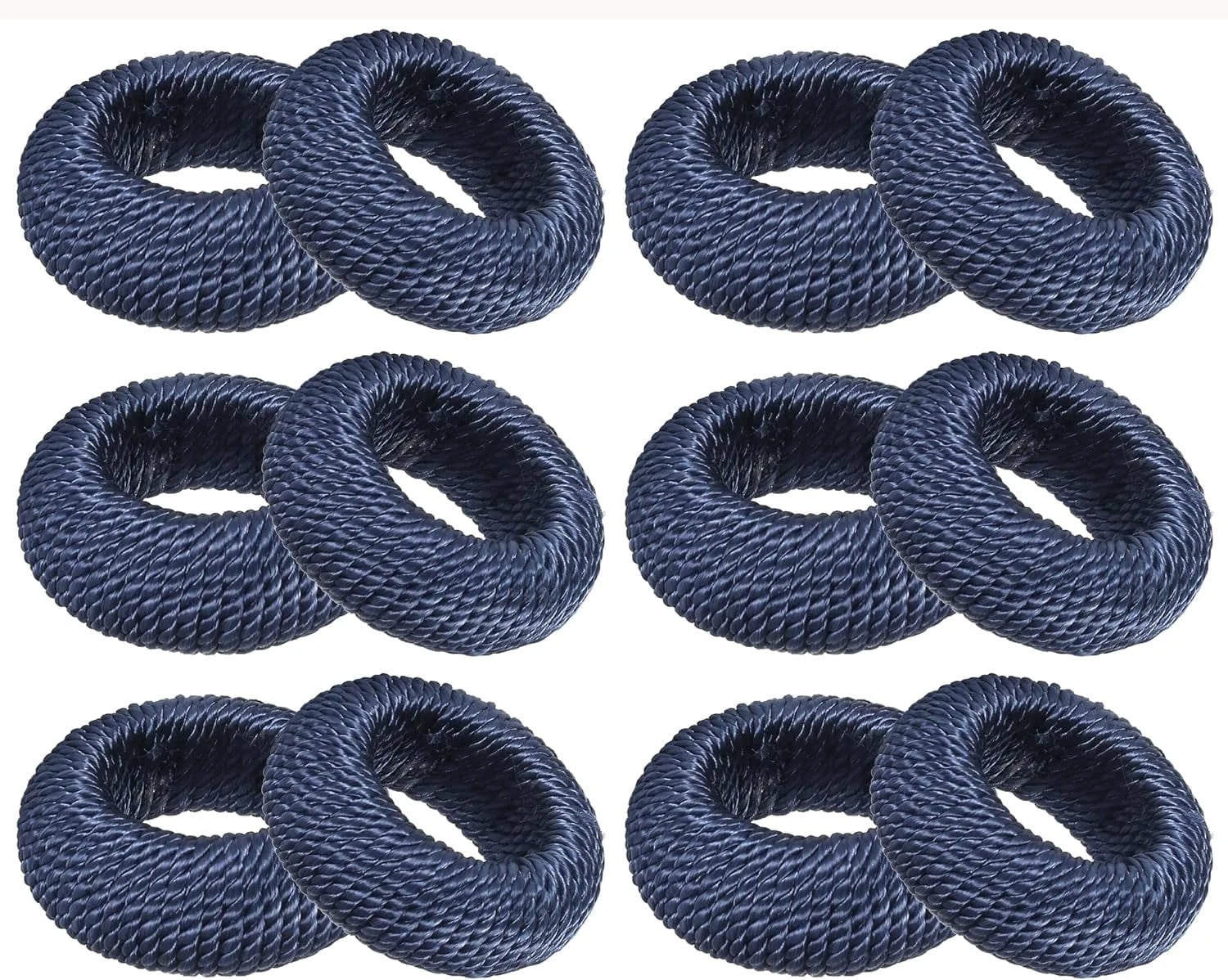 Woven Napkin Rings Set of 12 - Farmhouse Table Décor Napkin Holders for Weddings, Holiday Parties, Dining Table & Everyday Place Settings (Dark Blue)