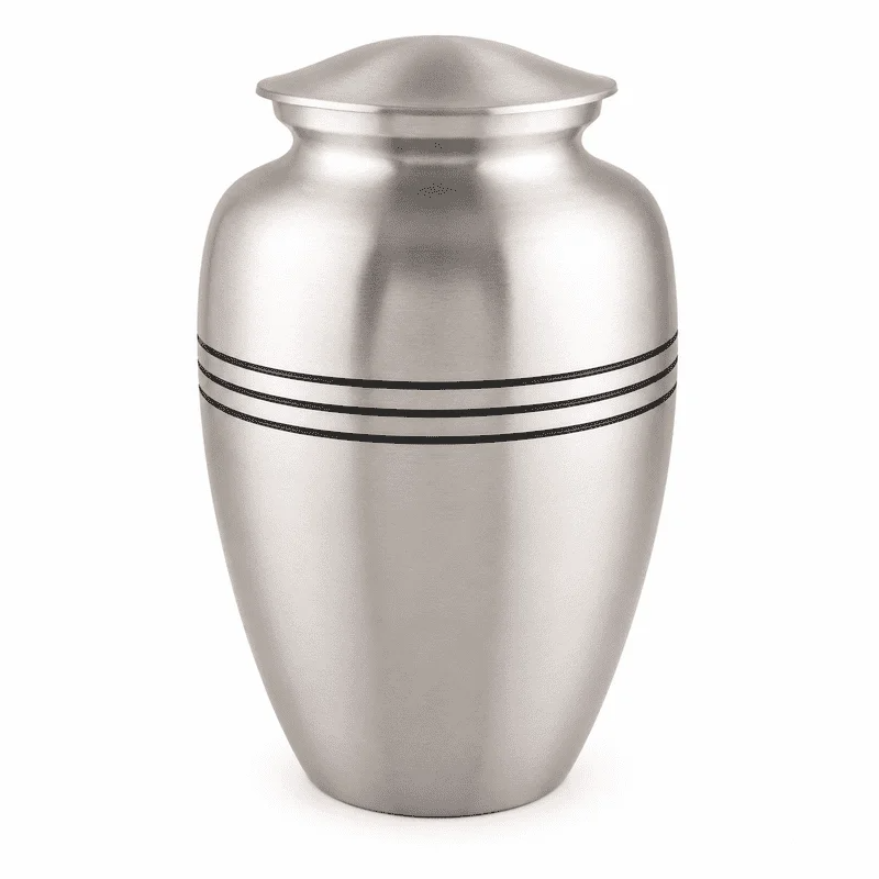 Adult Aluminum Cremation Urn for Human Ashes, Dignified Memorial Urn, Durable Metal Funeral Urn with Secure Lid, Funeral Urn for Loved Ones (Black Silver) - ALPHA Living HOME