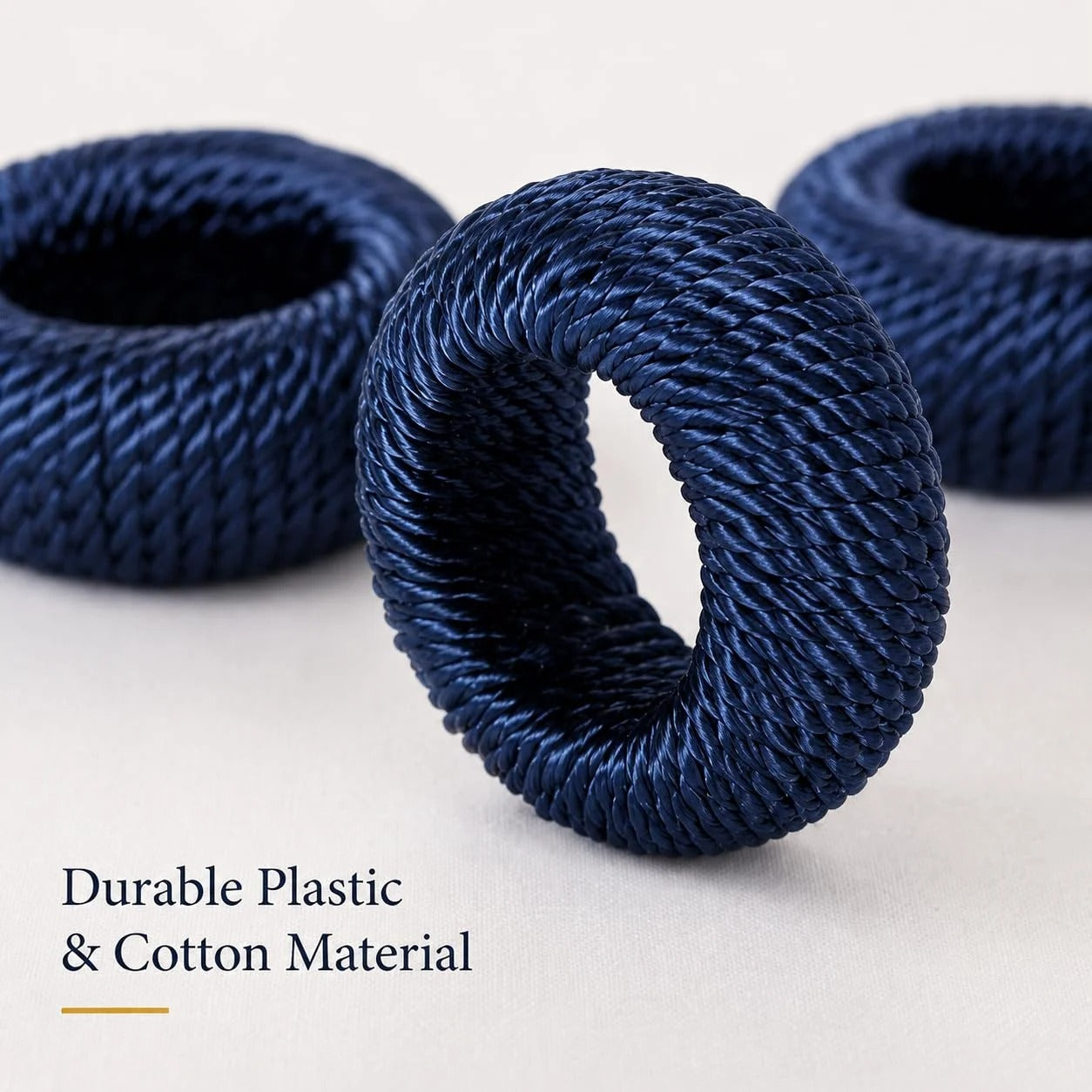 Woven Napkin Rings Set of 12 - Farmhouse Table Décor Napkin Holders for Weddings, Holiday Parties, Dining Table & Everyday Place Settings (Dark Blue)
