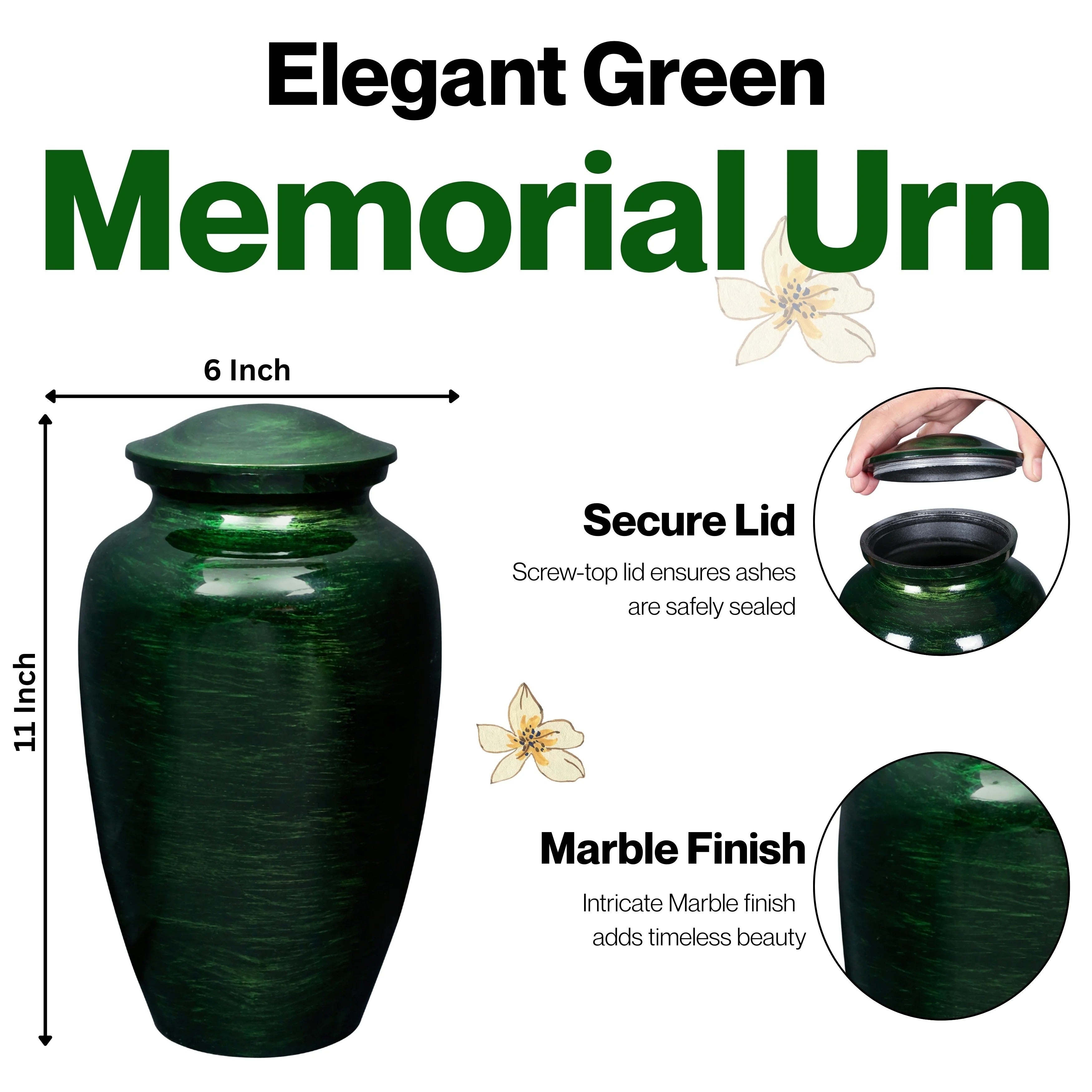 ALPHA Living HOME Handcrafted Metal Cremation Urns for Ashes - Adult Funeral Urn for Human Ashes Suitable for Cemetery Burial or Niche - Large Size fits remains of Adults up to 200 lbs&nbsp;