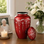Adult Aluminum Cremation Urn for Human Ashes, Dignified Memorial Urn, Durable Metal Funeral Urn with Secure Lid, Funeral Urn for Loved Ones (Maroon) - ALPHA Living HOME