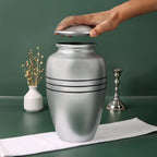 Adult Aluminum Cremation Urn for Human Ashes, Dignified Memorial Urn, Durable Metal Funeral Urn with Secure Lid, Funeral Urn for Loved Ones (Black Silver) - ALPHA Living HOME