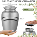 Adult Aluminum Cremation Urn for Human Ashes, Dignified Memorial Urn, Durable Metal Funeral Urn with Secure Lid, Funeral Urn for Loved Ones (Black Silver) - ALPHA Living HOME
