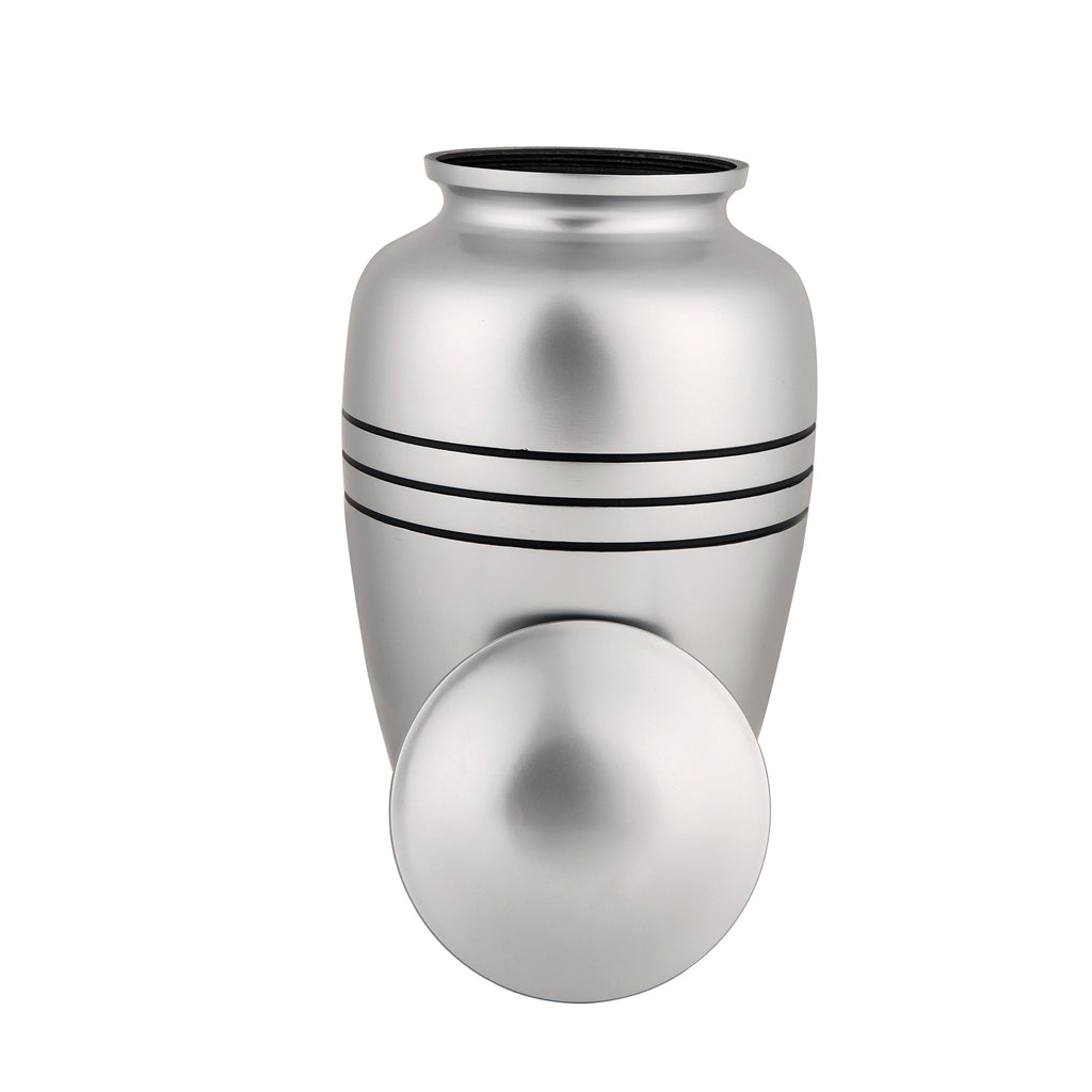 Adult Aluminum Cremation Urn for Human Ashes, Dignified Memorial Urn, Durable Metal Funeral Urn with Secure Lid, Funeral Urn for Loved Ones (Black Silver) - ALPHA Living HOME