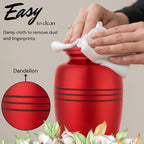 ALPHA Living HOME Urn for Human Ashes - Keepsake Metal Memorial for Adults 200+ Cu Inches Memorial Urn with Threaded Lid & Felt Base Elegant Funeral Urns for Men & Women (Red Black)