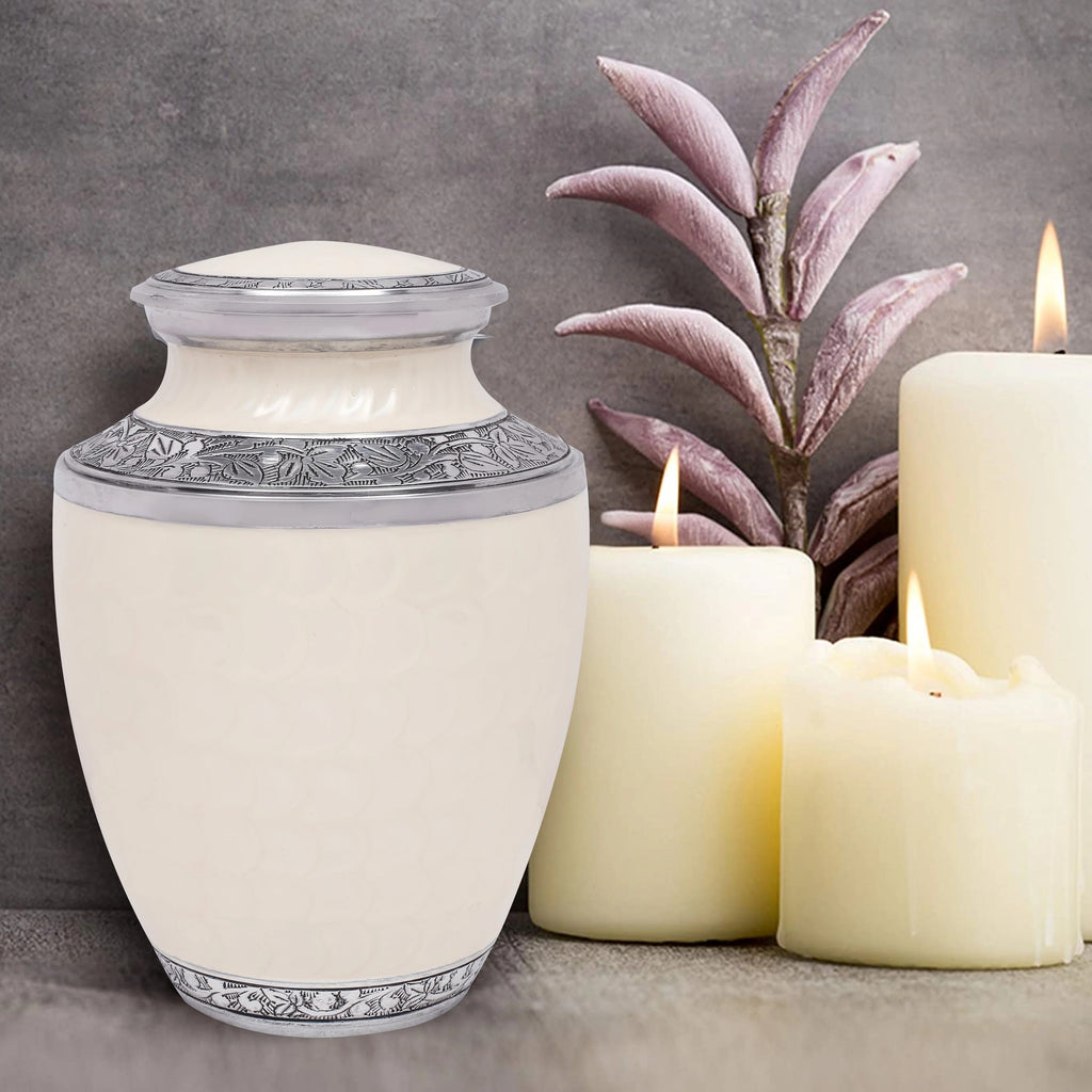 ALPHA Living HOME Cremation Urns for Human Ashes - Adult Memorial Urn - Metal Funeral Urn with Elegant Finish - Secure Screw-Top Lid - Durable, Decorative Urn for Home