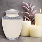 ALPHA Living HOME Cremation Urns for Human Ashes - Adult Memorial Urn - Metal Funeral Urn with Elegant Finish - Secure Screw-Top Lid - Durable, Decorative Urn for Home